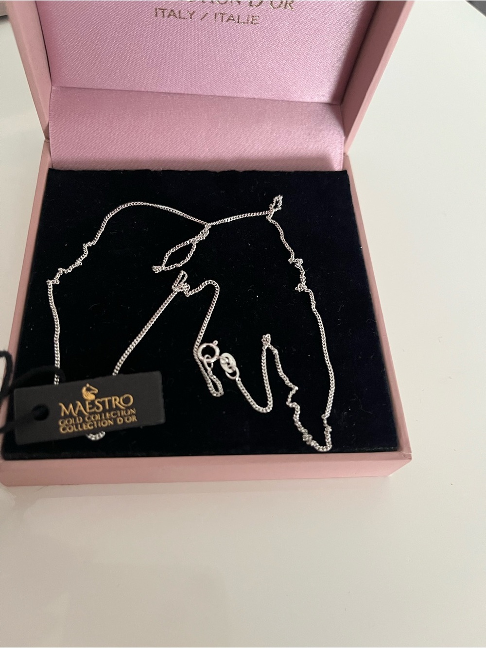 Maestro Italian solid 10k white gold curb Chain Necklace - Picture 7 of 8